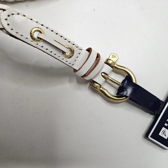 NEW Sperry Braided Woven Skinny Belt Women's XL‎ White Leather NWT - Picture 2 of 7